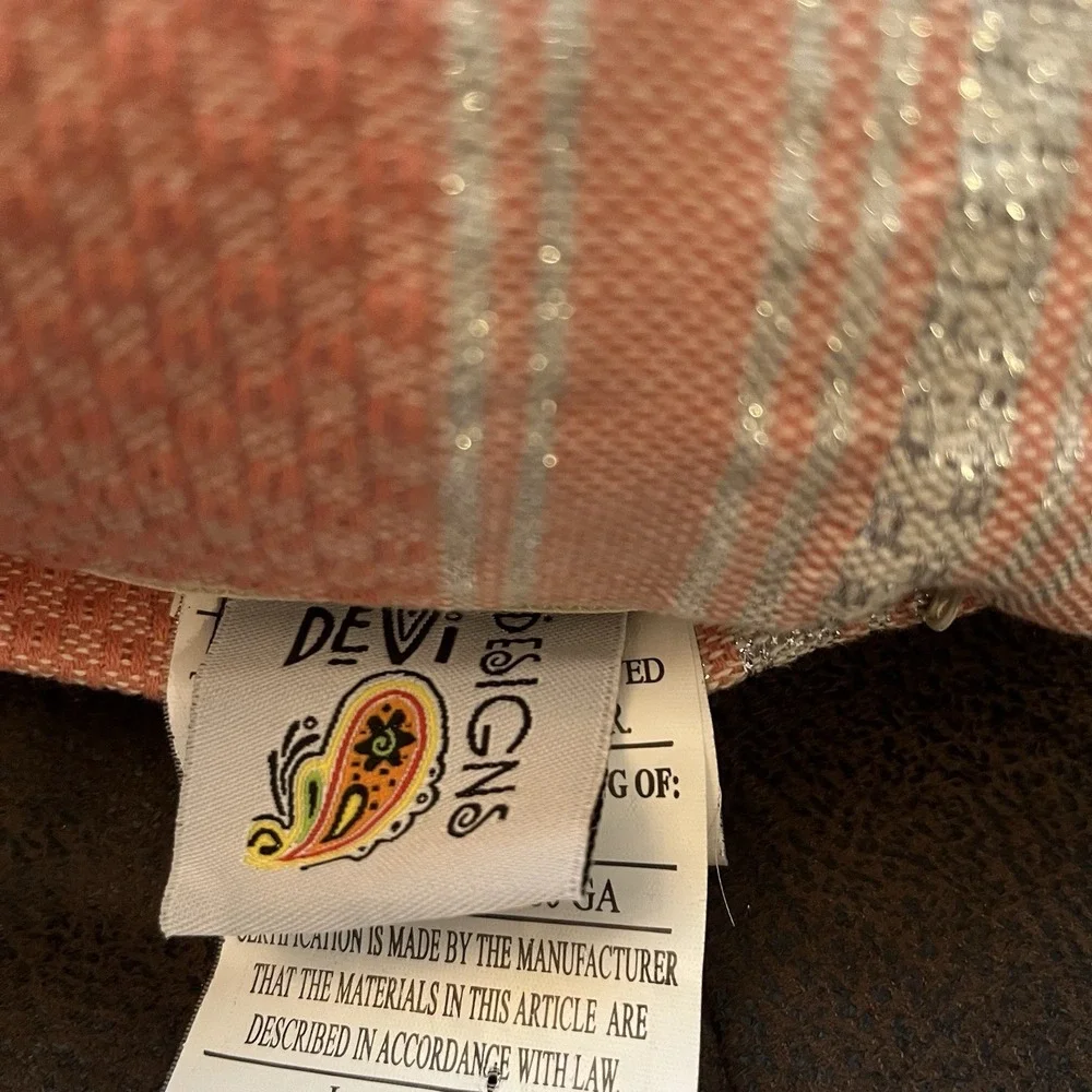 Devi Designs Throw Pillow Feather Filled Cotton Cover Nautical‎ Coral Beachy